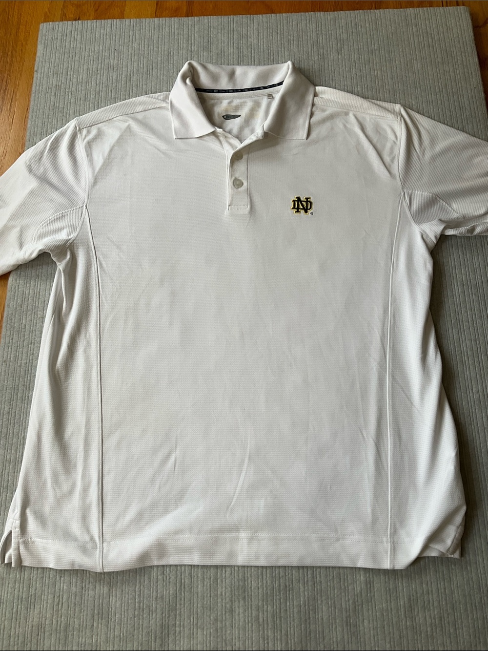 Cutter & Buck White Polo with Navy and Gold ND Logo